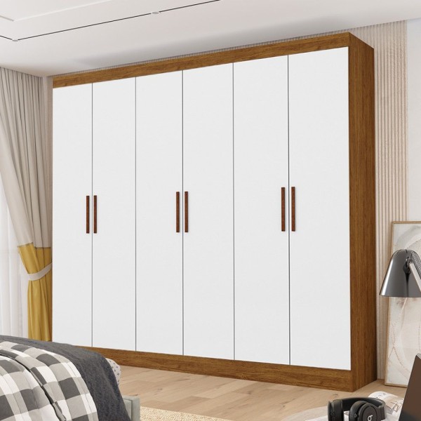 Guarda Roupa Reis 6 Portas Sem Espelho Com 2 Gavetas Carioca Móveis Freijó/branco