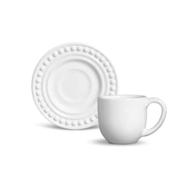 Encontraproduto.com.br - Aparelho de Jantar, Café e Sobremesa 20 Peças Porto Brasil Atenas em Faiança Feldspática com Relevo – Branco