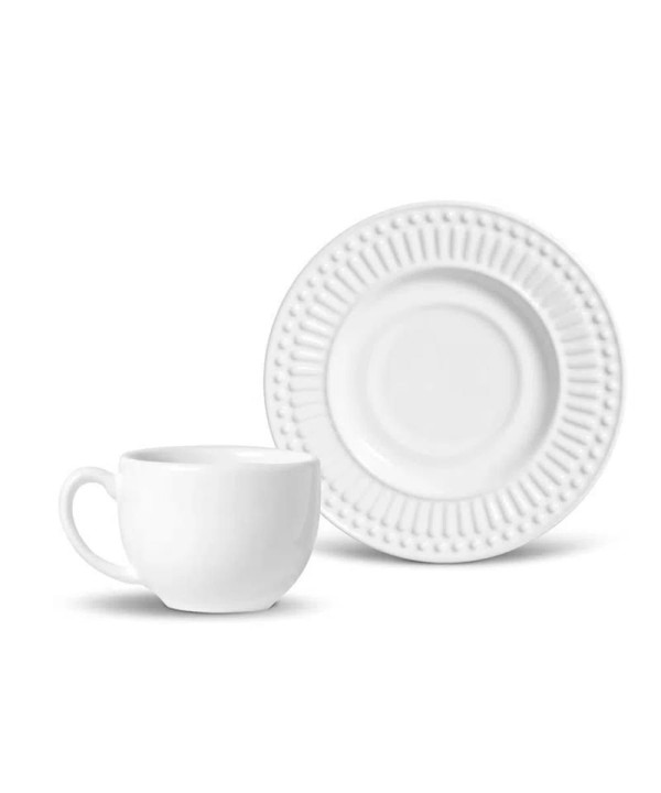 Encontraproduto.com.br - Conjunto De Xícaras De Chá Porto Brasil Roma Em Faiança Feldspática 160Ml 6 Peças Branco