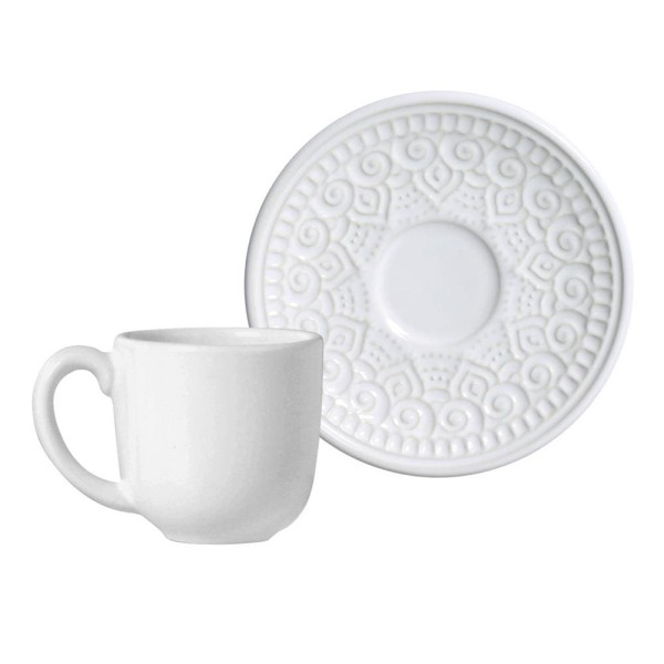 Encontraproduto.com.br - Xícara de Café 6 Peças Agra Porto Brasil Branca