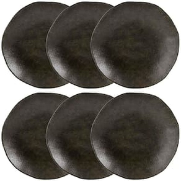 Conjunto com 6 Pratos Fundos Porto Brasil Orgânico Onyx em Cerâmica Stoneware 21,2cm - Preto