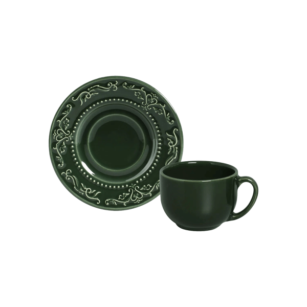 Encontraproduto.com.br - Xícara de Chá com Pires Porto Brasil Atenas Botânico 161ml, Cerâmica - 361576601