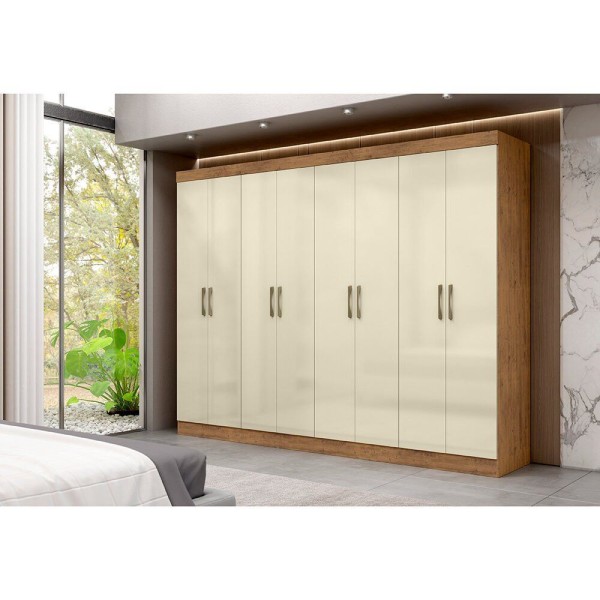 Guarda-Roupa Roupeiro Maxel Paris 8 Portas 4 Gavetas 100 Mdf Ipe/Off