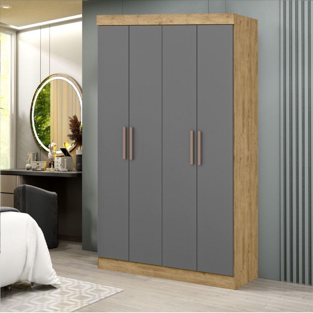Encontraproduto.com.br - Guarda Roupa Solteiro Paris 4 Portas Mdf Capuccino Onix Maxel Cappuccino/onix
