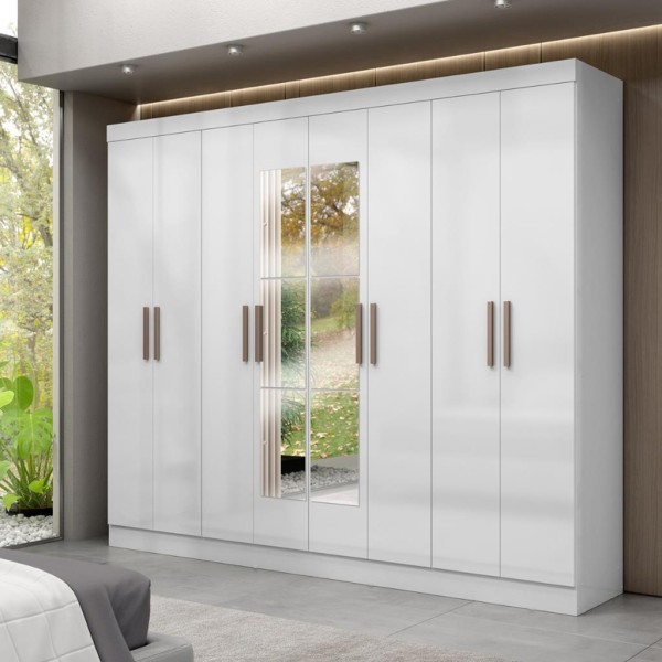 Encontraproduto.com.br - Guarda Roupa Casal com Espelho 8 Portas 100% MDF Genebra Maxel