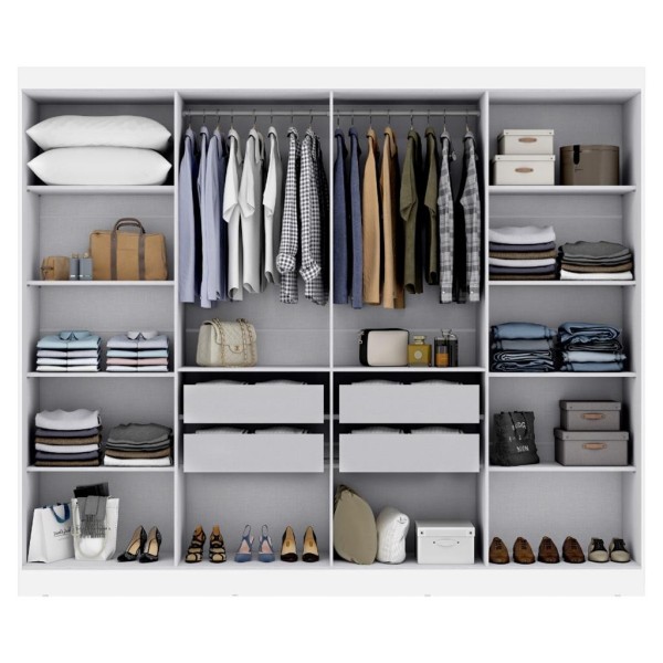 Encontraproduto.com.br - Guarda Roupa Casal com Espelho 8 Portas 100% MDF Genebra Maxel