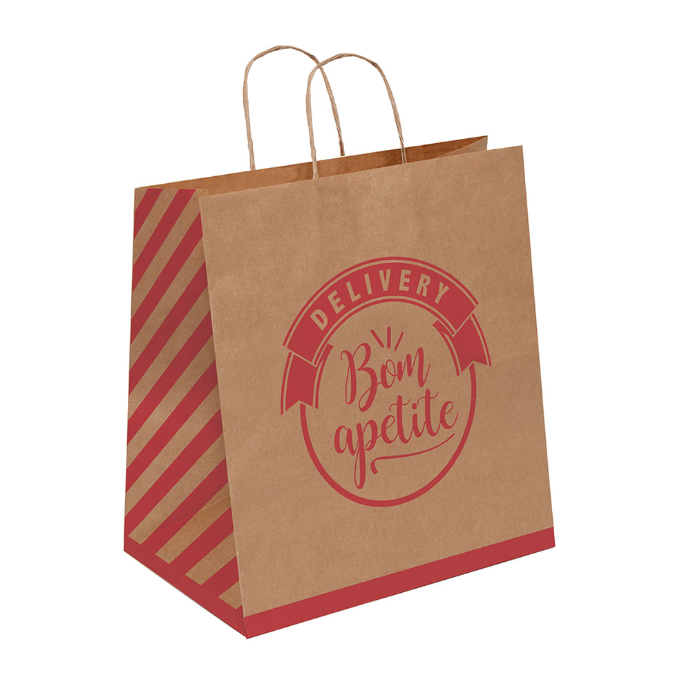 Encontraproduto.com.br - Sacola para Delivery Cromus Impressa - G Caixeta com 50 unidades