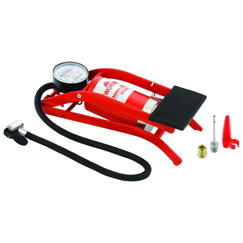 Bomba De Ar Pedal Com Manômetro Worker