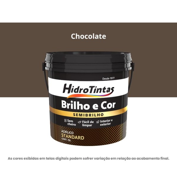 Encontraproduto.com.br - Tinta Acrílica Standard Semibrilho Hidrotintas 15L Brilho E Cor Chocolate (MP)