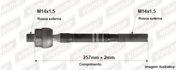 Encontraproduto.com.br - ARTICULADOR CAIXA DIRECAO (MACHO) (257MM) (M14X1,5/M14X1,5) / PALIO 12- EVO / VIEMAR 680382