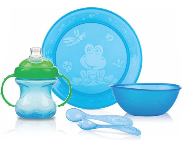 Encontraproduto.com.br - Kit Alimentação com 5 Peças Fun Feeding Lilás Orquídea (6m+) - Nuby