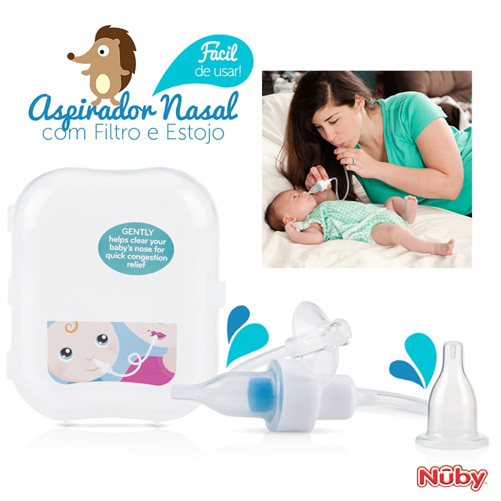 Encontraproduto.com.br - Aspirador Nasal Nuby Com Estojo E Filtro