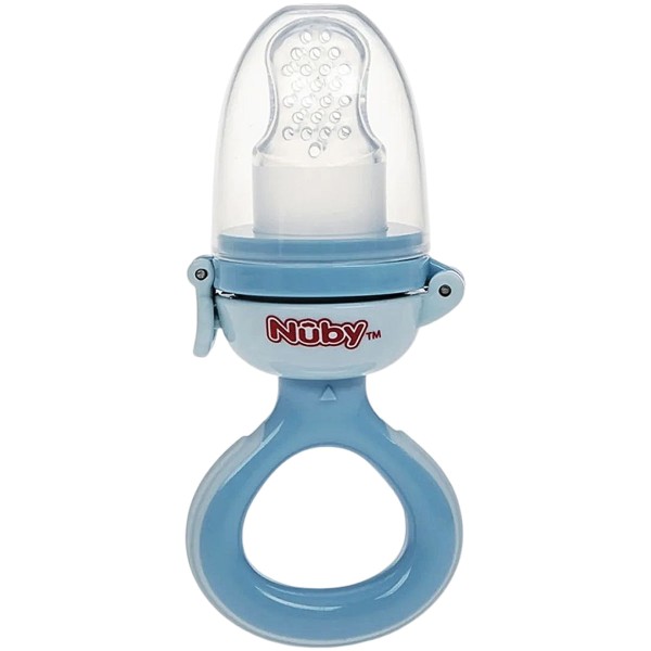 Encontraproduto.com.br - Alimentador de Silicone para bebê com Regulagem Twist n Feed Azul (6m+) - Nuby