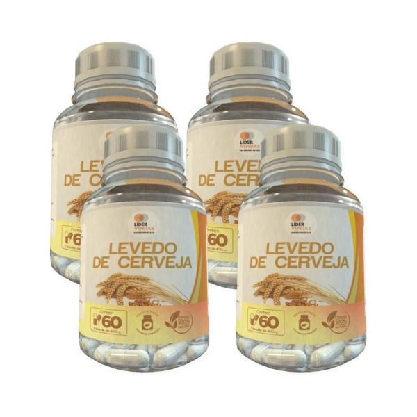 Encontraproduto.com.br - Levedo De Cerveja - 60 Cápsulas 400Mg Kit Com 4 Potes