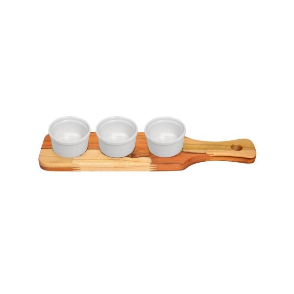 Encontraproduto.com.br - Kit De 3 Molheiras Com Tábua