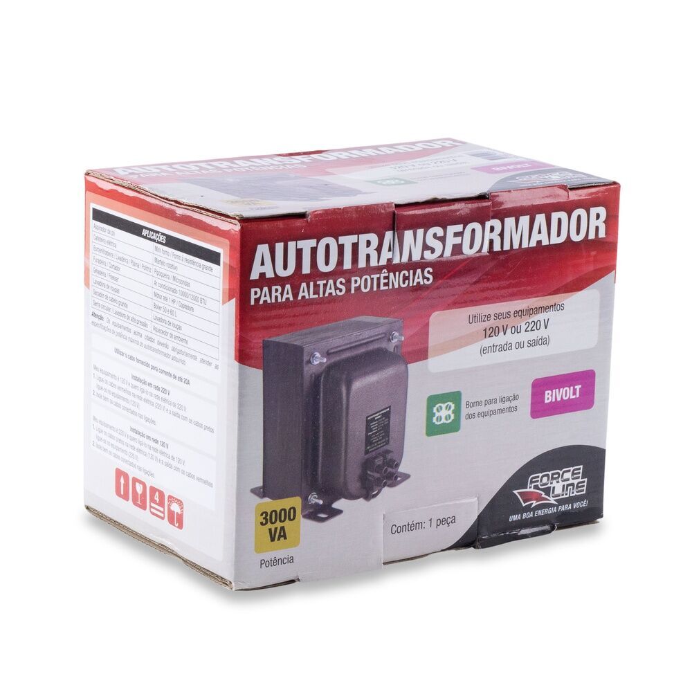 Encontraproduto.com.br - Auto Tansformador Ormador Force Line 3000Va 296 Bivolt
