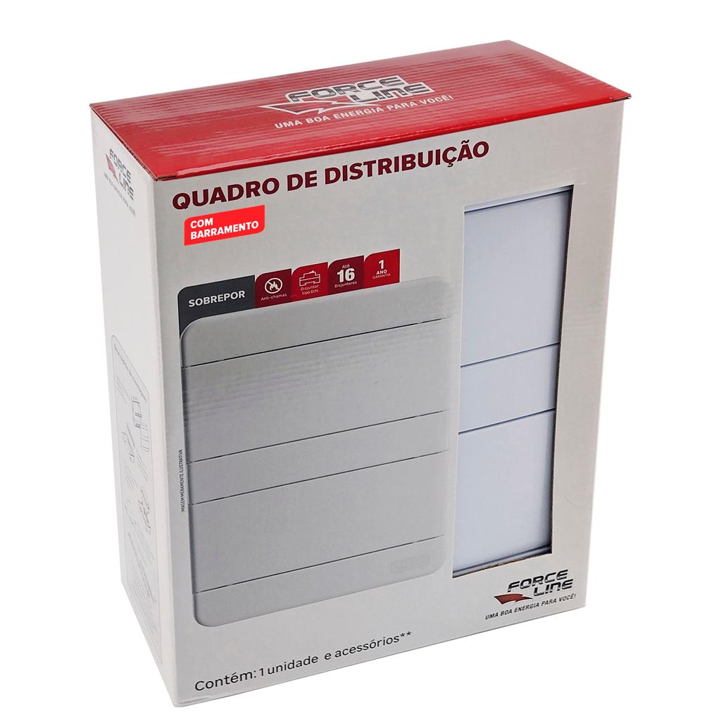 Encontraproduto.com.br - Quadro Distribuição Com Barramento 16 Din Sobrepor Forceline