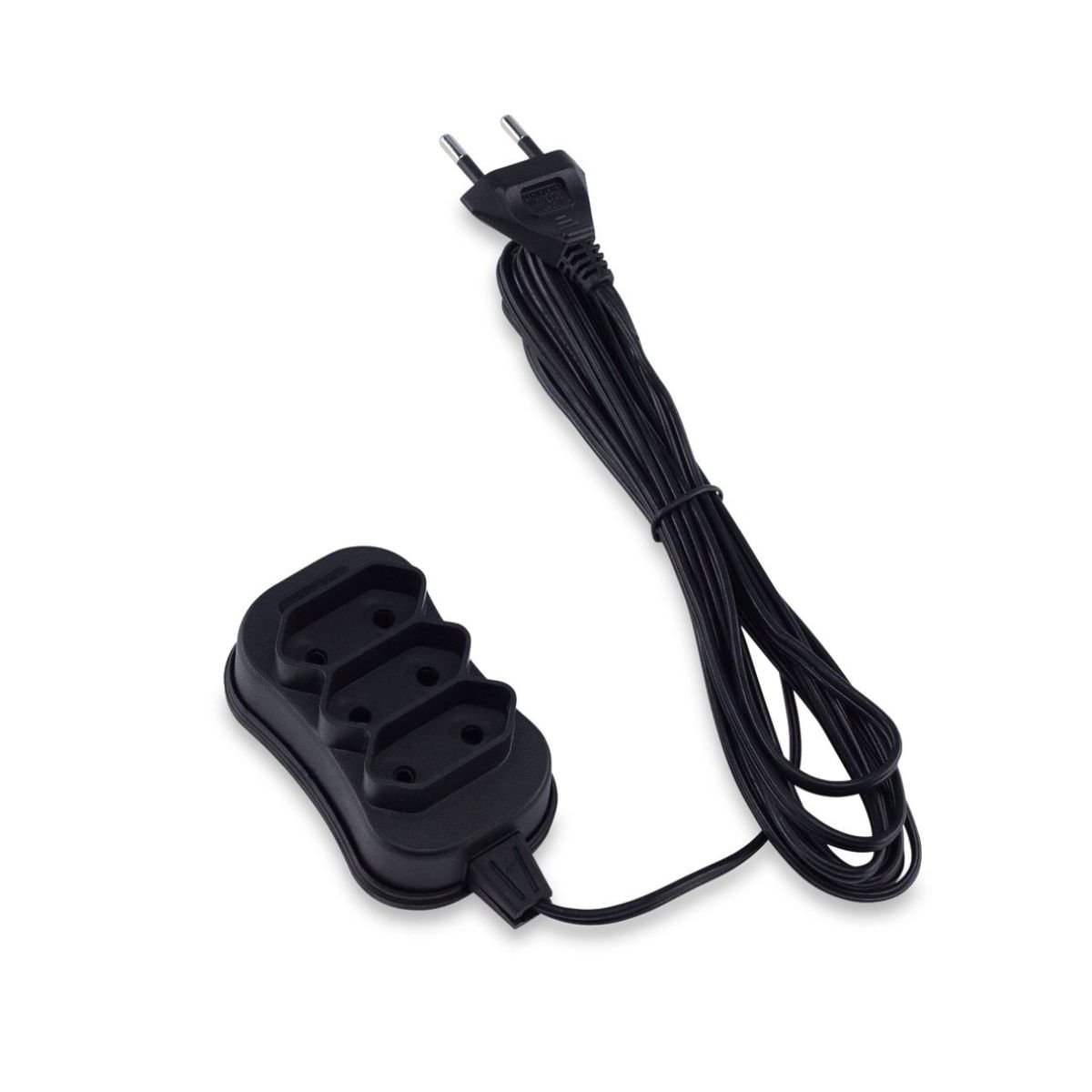 Encontraproduto.com.br - Extensão Bipolar 3 Tomadas Forceline Preta 10M