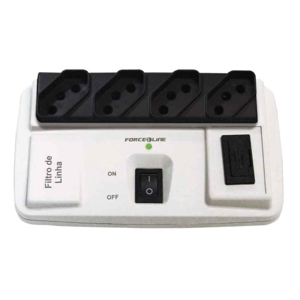 Filtro de linha 4 tomadas bivolt cinza Force Line