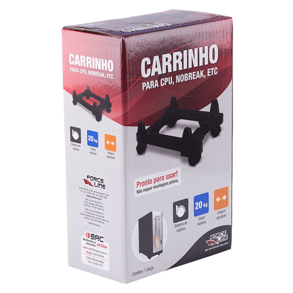 Encontraproduto.com.br - Carrinho com Rodízio CPU, No-Break e Estabilizadores, Preto, 4624  - Force Line