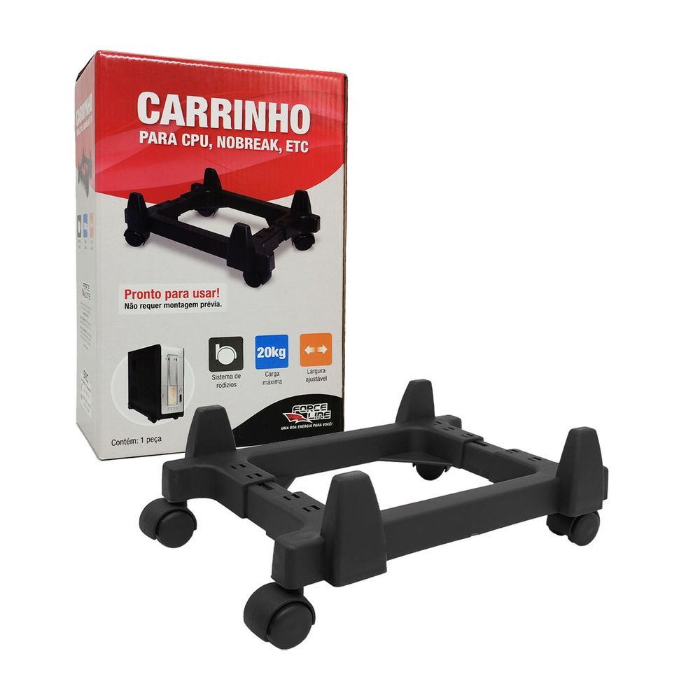 Encontraproduto.com.br - Carrinho com Rodízio CPU, No-Break e Estabilizadores, Preto, 4624  - Force Line