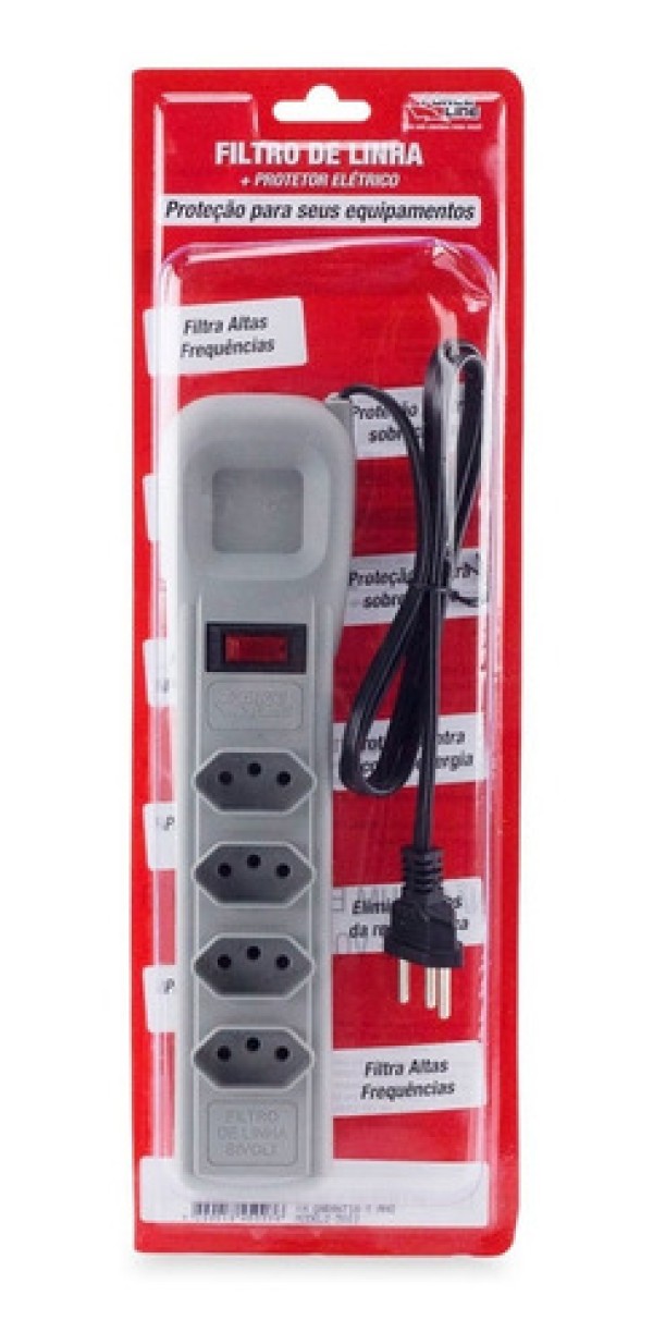 Encontraproduto.com.br - Filtro de Linha 5003 4 Tomadas Cinza Bivolt Force Line