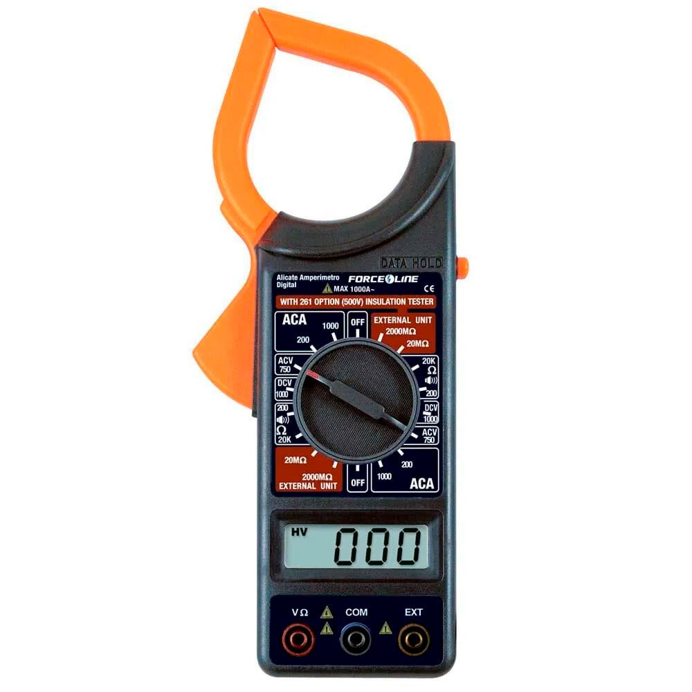 Encontraproduto.com.br - Alicate Amperímetro Force Line, 1000A, Com Bolsa para Transporte - 5301