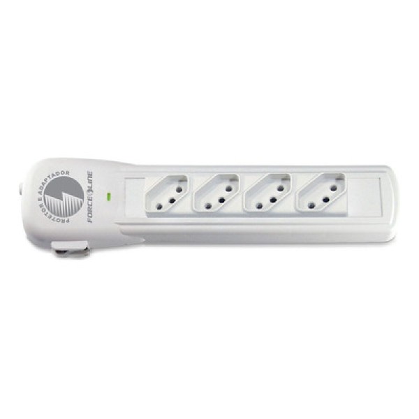 Protetor e Adaptador de Plástico 4 Tomadas, Bivolt, Cinza 7200 - Force Line