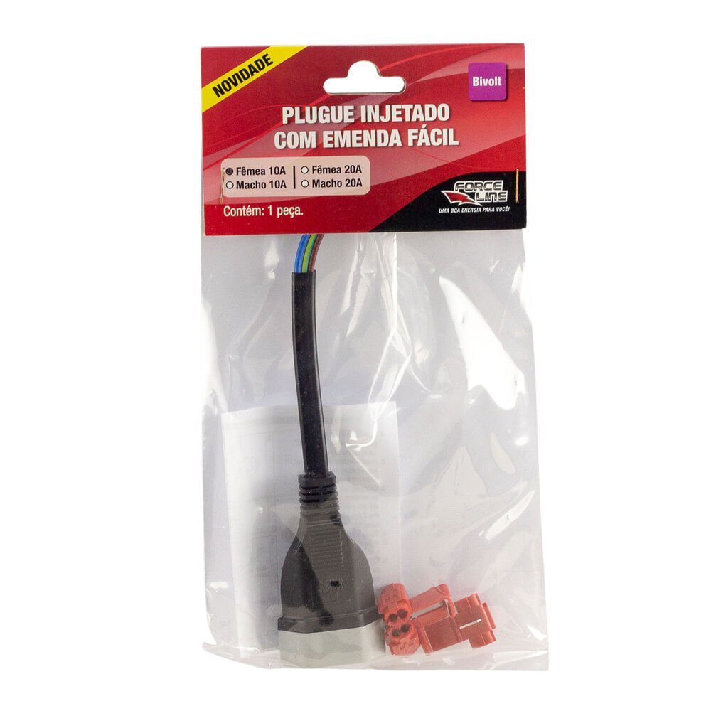 Encontraproduto.com.br - Plugue Fêmea Force Line 1 Módulo 2P+T 10A Preto 0180200343