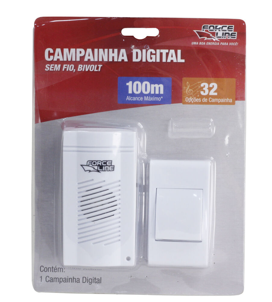 Encontraproduto.com.br - Campainha sem Fio 36 Toques Alcance 100 Metros para Tomada Bivolt