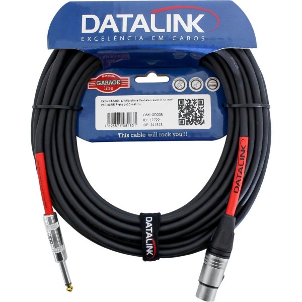 Encontraproduto.com.br - Cabo Para Microfone P10 X Xlr 10m Preto Datalink