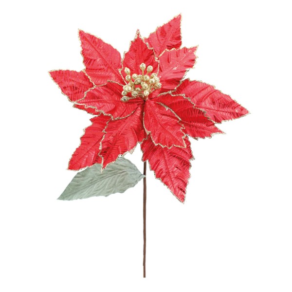 Poinsetia Detalhes C/Glitter Vrm/Our/Vrd 50cm C/1Un 1002565