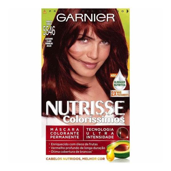 Encontraproduto.com.br - Tintura Garnier Nutrisse Coloríssimos 5546 Cast. Claro Vermelho Irisado