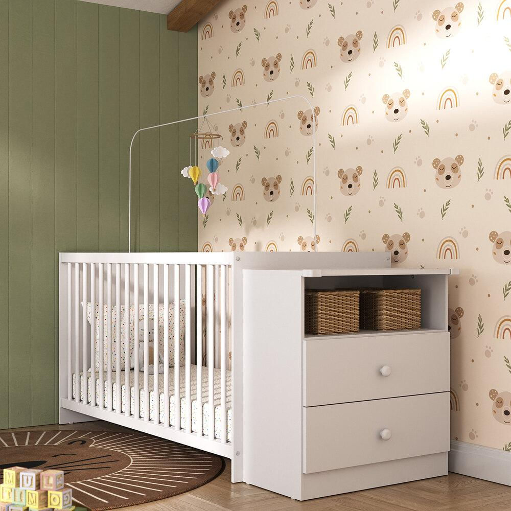 Encontraproduto.com.br - Berço Grade Fixa 3 Regulagens Multimóveis Meu Bebê Cor Branco