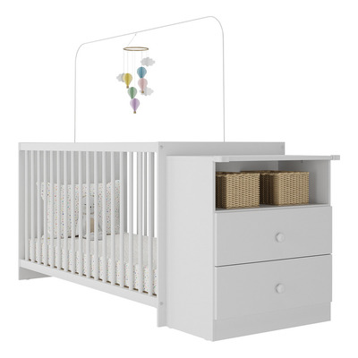 Encontraproduto.com.br - Berço Grade Fixa 3 Regulagens Multimóveis Meu Bebê Cor Branco