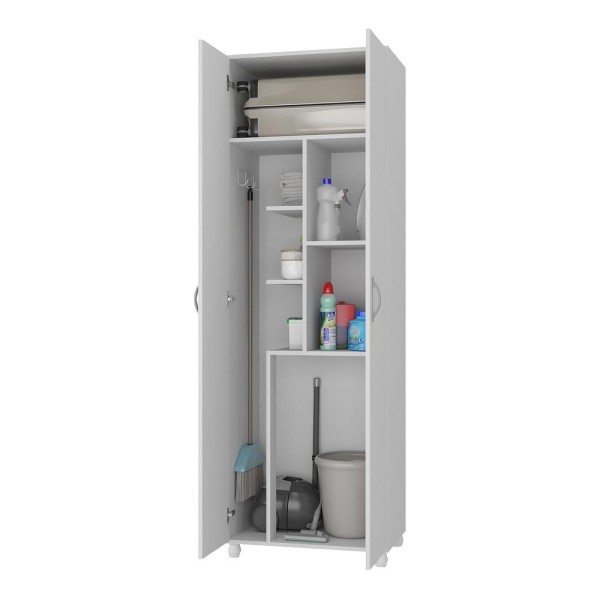 Encontraproduto.com.br - Armário Multiuso Multimóveis para Lavanderia/aérea de serviço com porta vassouras Branco