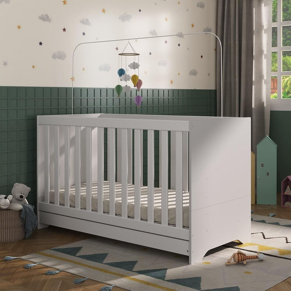 Encontraproduto.com.br - Berço 3 em 1 vira cama com Colchão Incluso Elza Multimóveis Branco