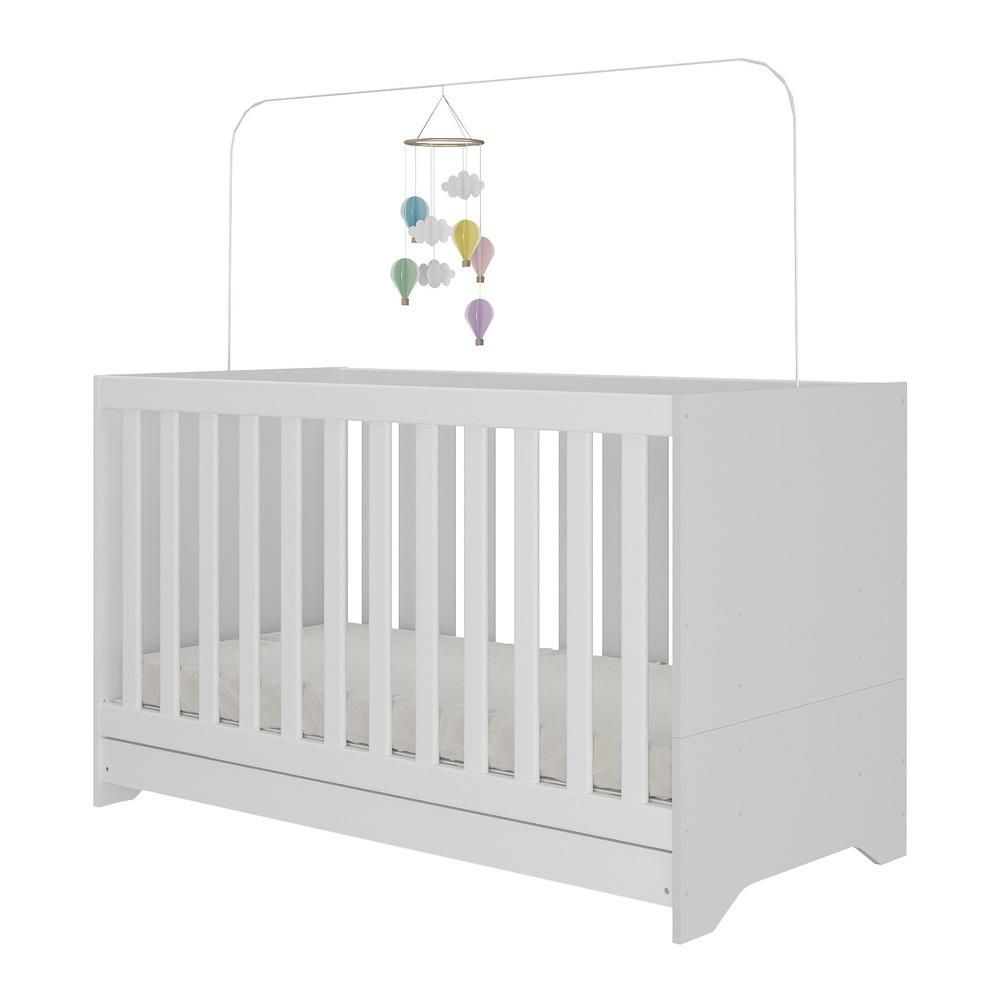 Encontraproduto.com.br - Berço 3 em 1 vira cama com Colchão Incluso Elza Multimóveis Branco