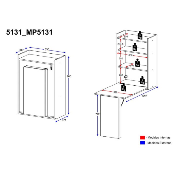 Encontraproduto.com.br - Mesa Dobrável Multiuso e Armário de Parede Preto