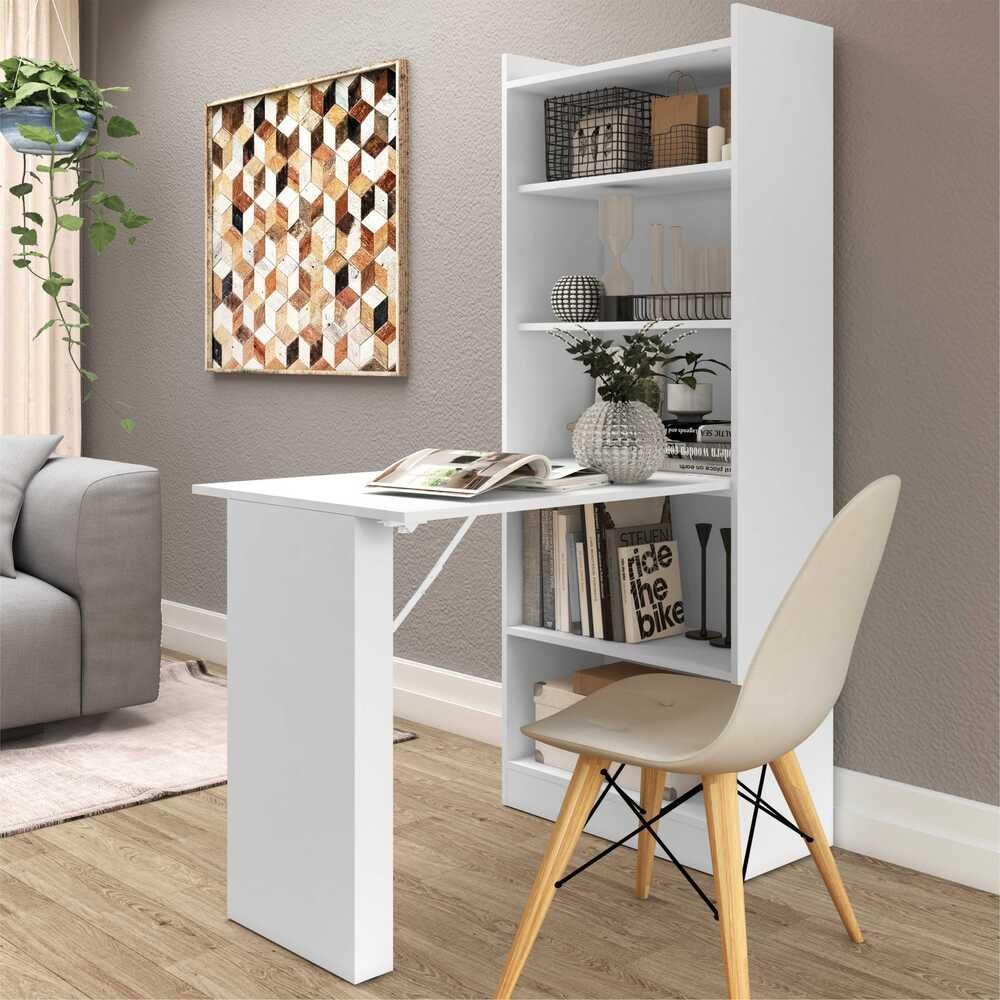 Encontraproduto.com.br - Armário multifuncional/multiuso com prateleiras e mesa retrátil com organizador Multimóveis
