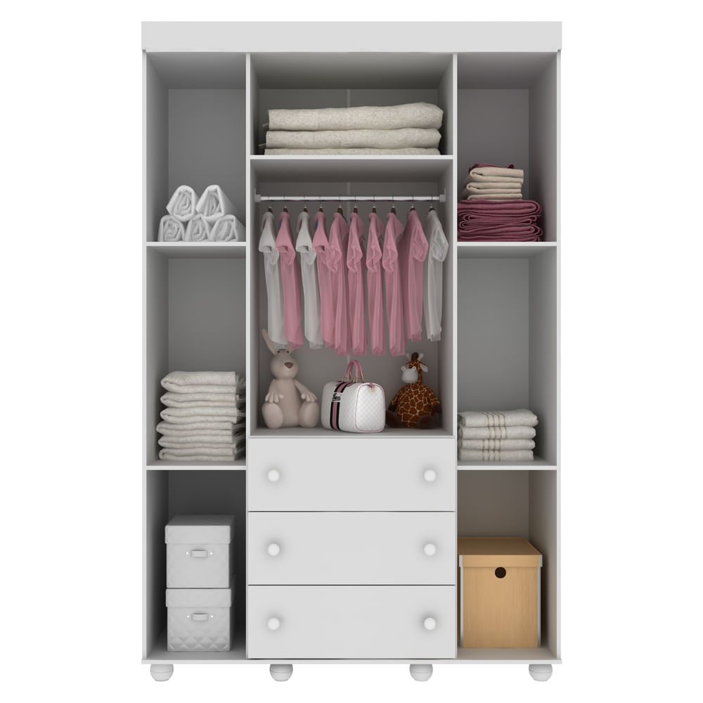 Encontraproduto.com.br - Quarto Completo Pimpolho com berço 3 em 1 com rodízios Multimóveis Branco