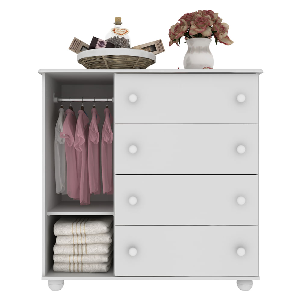 Encontraproduto.com.br - Quarto Completo Pimpolho com berço 3 em 1 com rodízios Multimóveis Branco