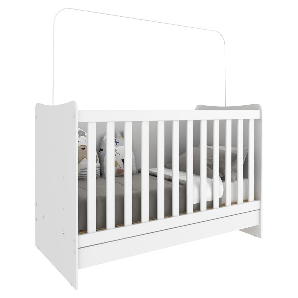 Encontraproduto.com.br - Berço 4 em 1 vira escrivaninha com Colchão Incluso Evolution Multimóveis Branco