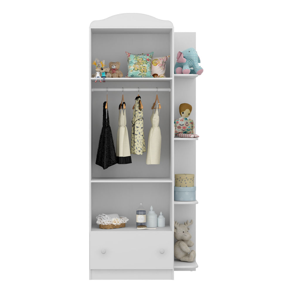 Encontraproduto.com.br - Quarto Infantil Completo João e Maria com berço 4 em 1 + colchão Multimóveis + Roupeiro e cômoda Bco