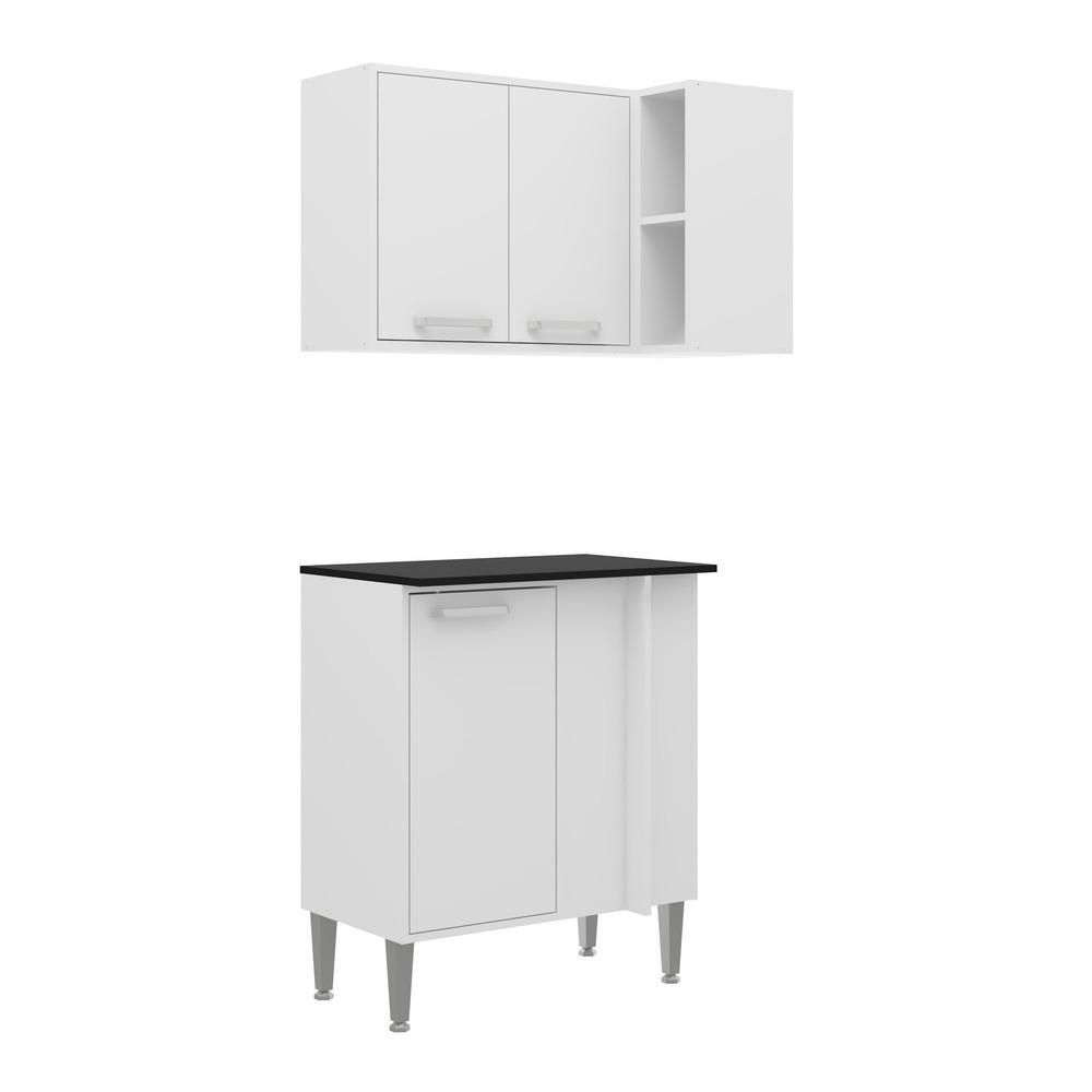 Encontraproduto.com.br - Armário de Cozinha com Nicho e Balcão de Canto Xangai Multimóveis Branco