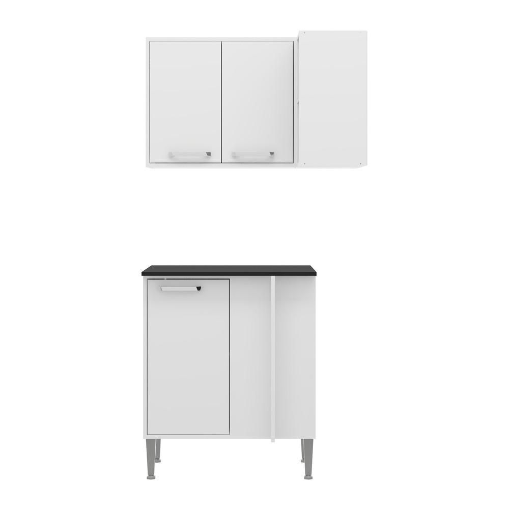 Encontraproduto.com.br - Armário de Cozinha com Nicho e Balcão de Canto Xangai Multimóveis Branco