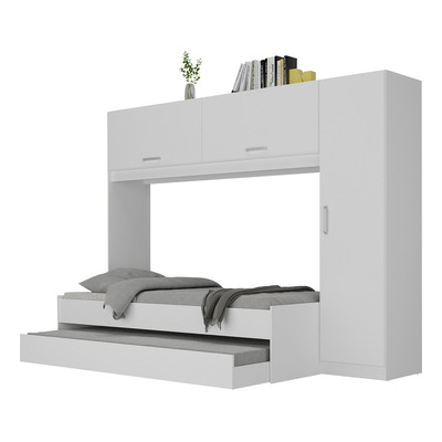 Encontraproduto.com.br - Bicama com Colchão Incluso e Guarda Roupa/Roupeiro Multimóveis Branco