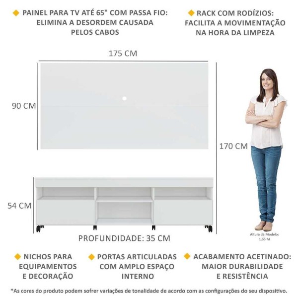 Encontraproduto.com.br - Rack com Painel para TV até 65