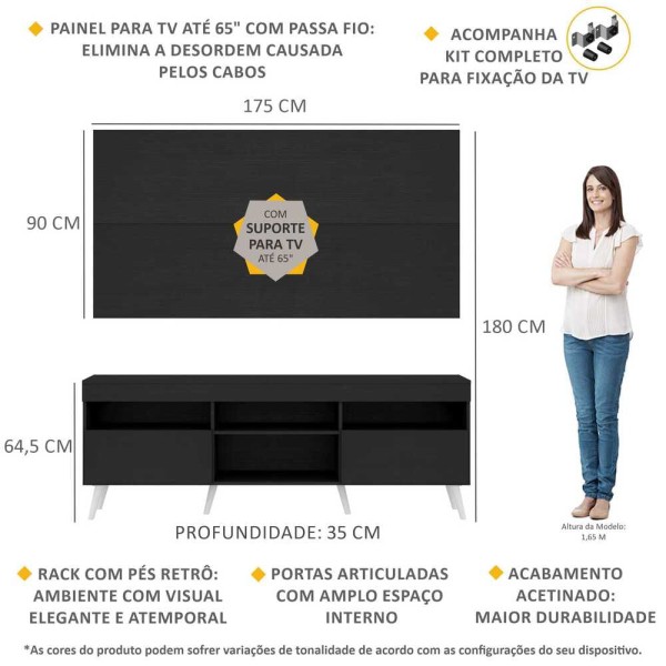 Encontraproduto.com.br - Rack com Painel e Suporte para TV até 65