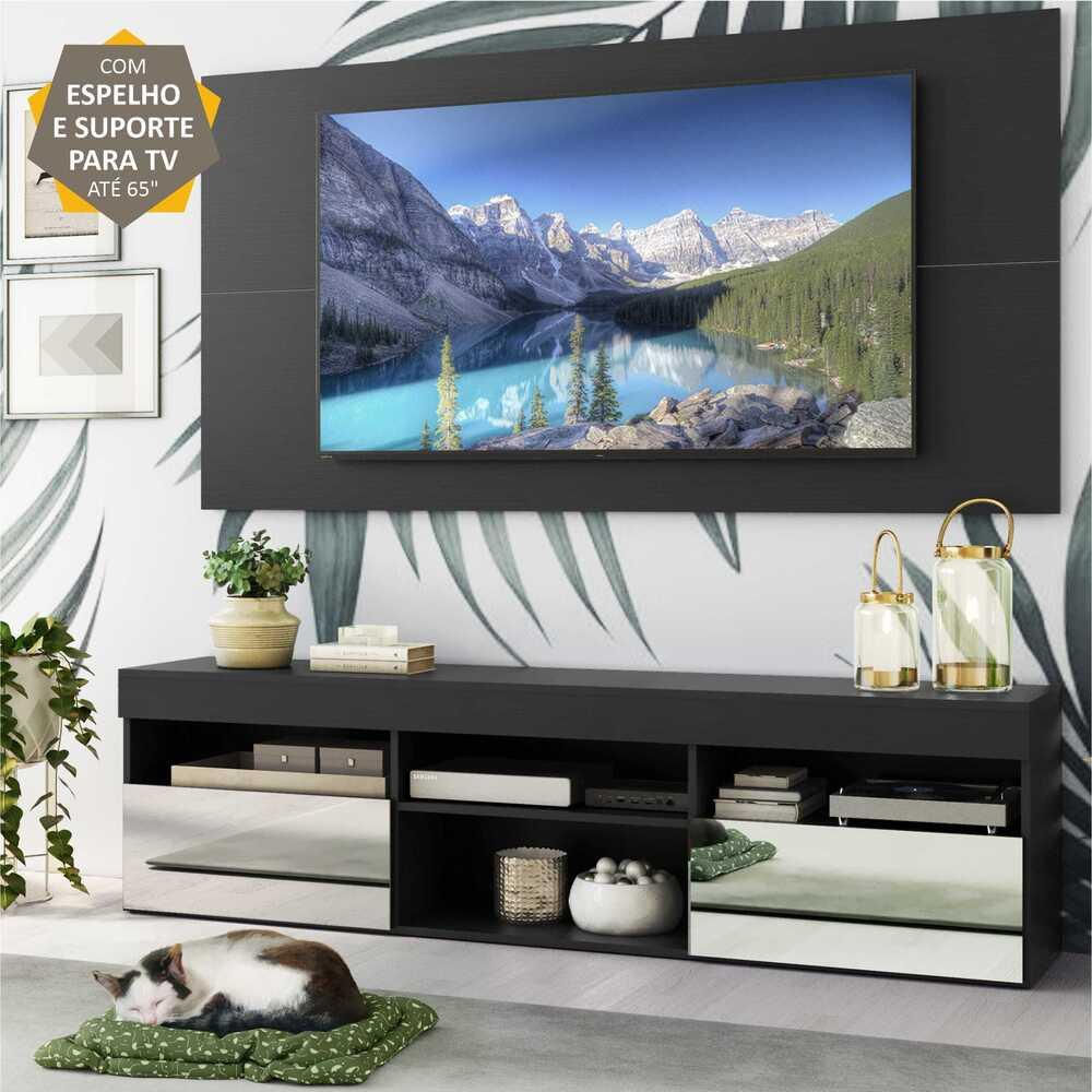 Encontraproduto.com.br - Rack com Espelho, Painel e Suporte TV 65